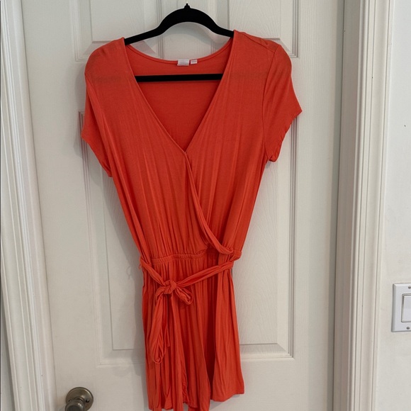 Vibrant Coral Gap Wrap Romper - Picture 1 of 4